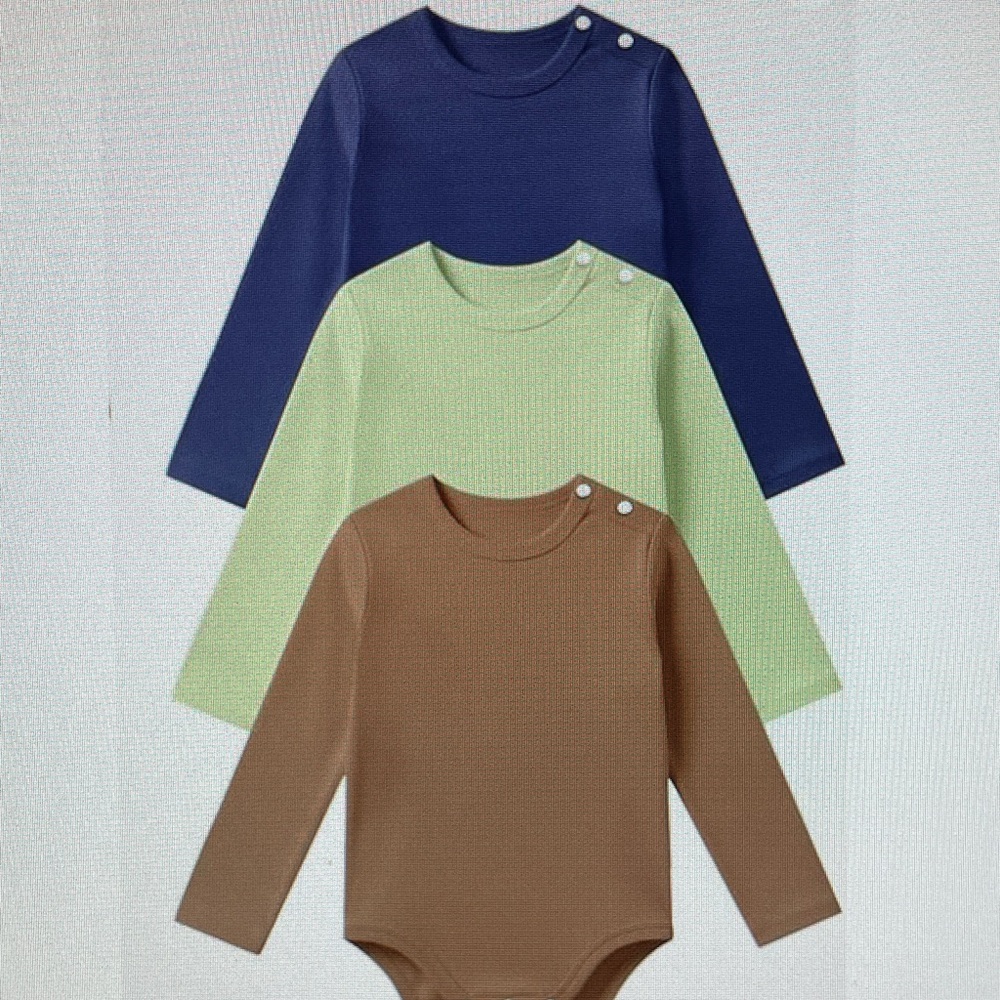 Set of Three Long Sleeve Baby Bodysuits